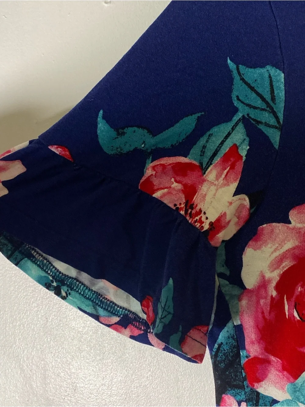 Floral Babydoll SunDress Blue Pink Cottagecore Boho Medium Modest Feminine - Picture 2 of 6